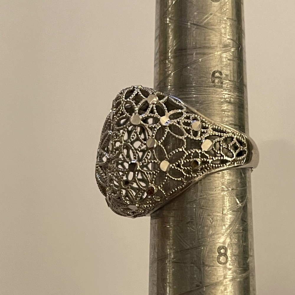 Italian Designer Solid Sterling Silver Floral Mes… - image 5